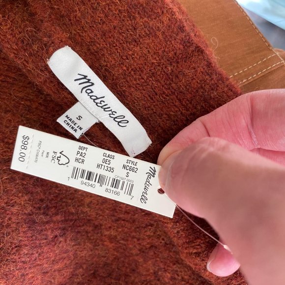 NWT Madewell Allston Double Button Cardigan Sweater in Cranberry Size Small - Picture 4 of 14